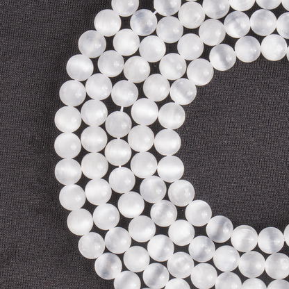 Selenite Round Beads Healing Crystal Gemstone Strand