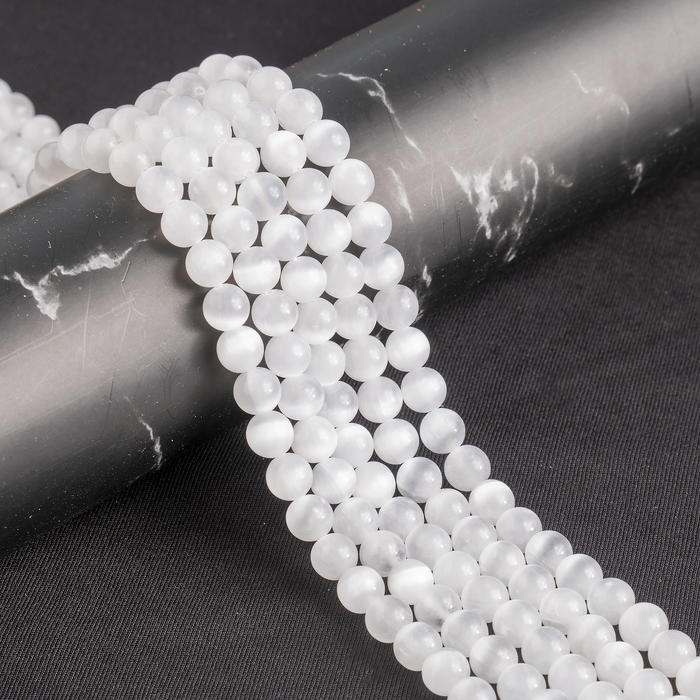 Selenite Round Beads Healing Crystal Gemstone Strand