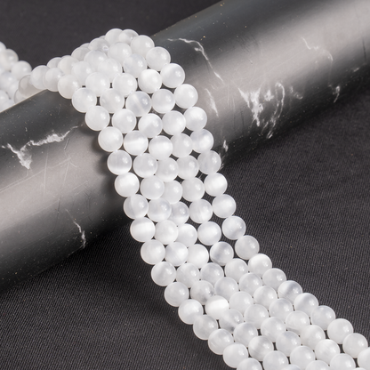 Selenite Round Beads Healing Crystal Gemstone Strand