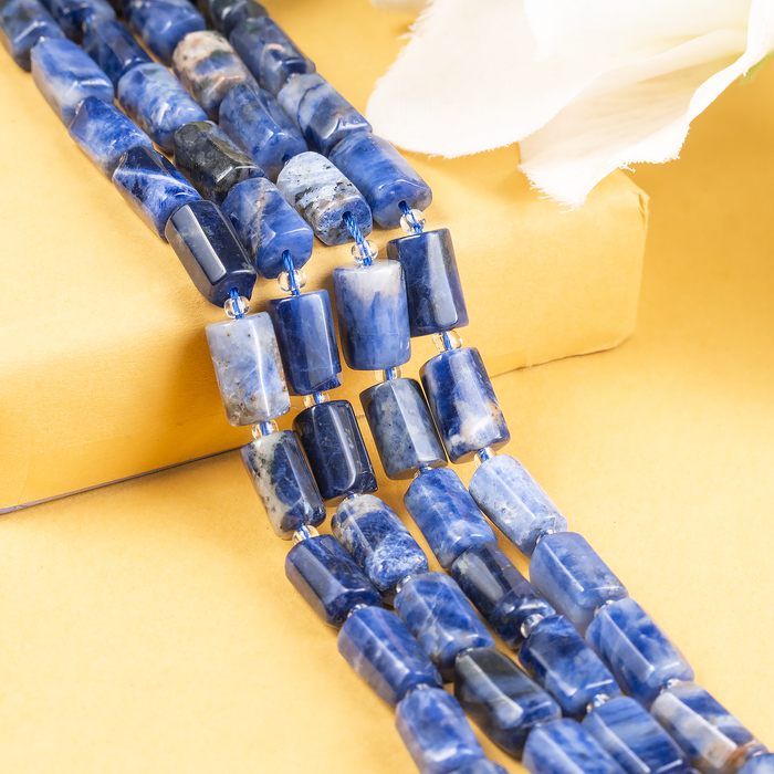 Sodalite Gemstone Pipe Bead, Crystal Healing Tube Beads.