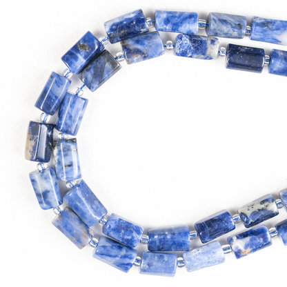Sodalite Gemstone Pipe Bead, Crystal Healing Tube Beads.