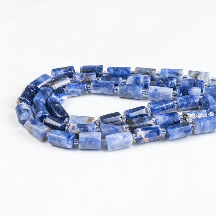 Sodalite Gemstone Pipe Bead, Crystal Healing Tube Beads.