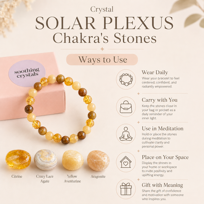 SOLAR PLEXUS Chakra Crystals Kit, Chakra's Stones Tumbled Set, Chakra's Gift