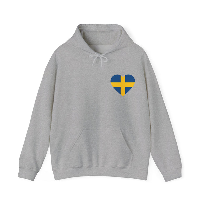 Swedish Flag Heart Hooded Sweatshirt