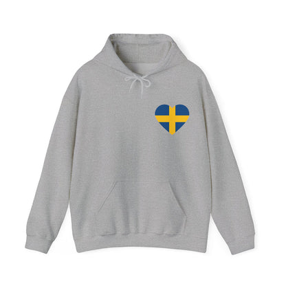 Swedish Flag Heart Hooded Sweatshirt
