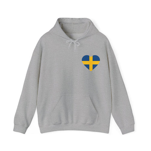 Swedish Flag Heart Hooded Sweatshirt