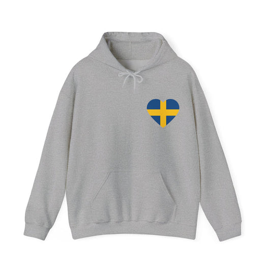 Swedish Flag Heart Hooded Sweatshirt