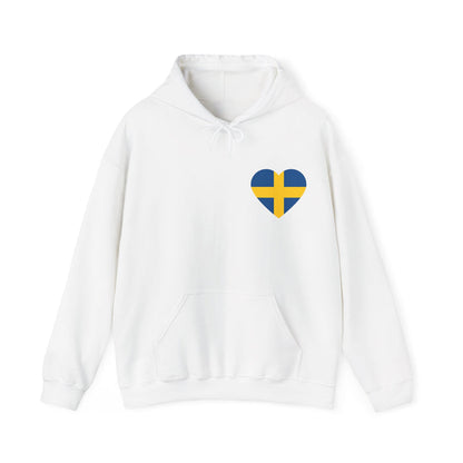 Swedish Flag Heart Hooded Sweatshirt