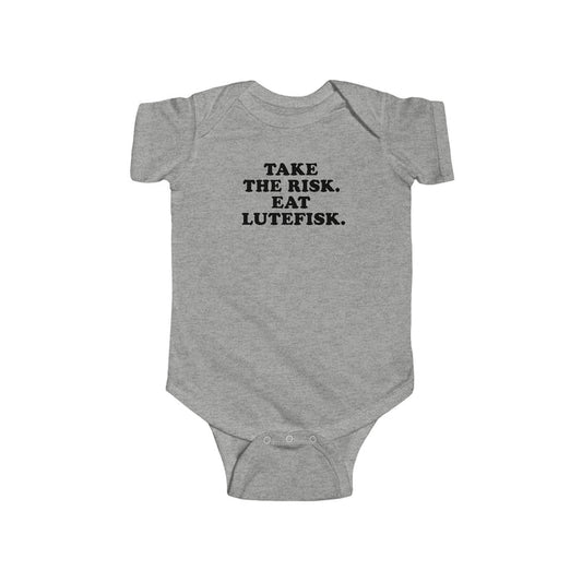 Take The Risk Eat Lutefisk Baby Bodysuit Scandinavian Design Studio