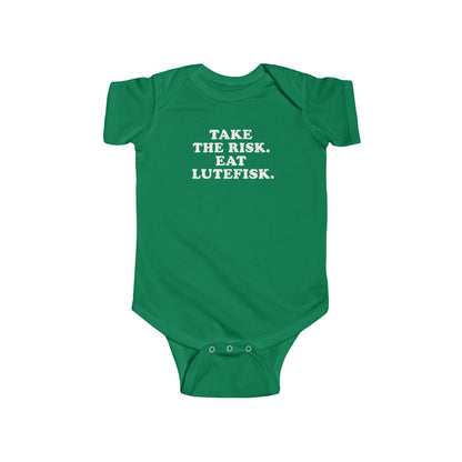 Take The Risk Eat Lutefisk Baby Bodysuit Scandinavian Design Studio