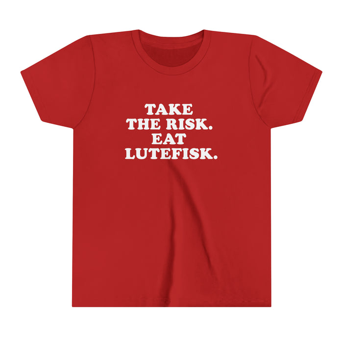 Take The Risk Eat Lutefisk Kids T-Shirt