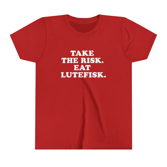 Take The Risk Eat Lutefisk Kids T-Shirt