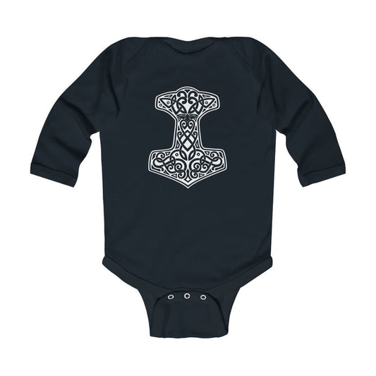 Thor's Hammer Mjolnir Long Sleeve Bodysuit Scandinavian Design Studio
