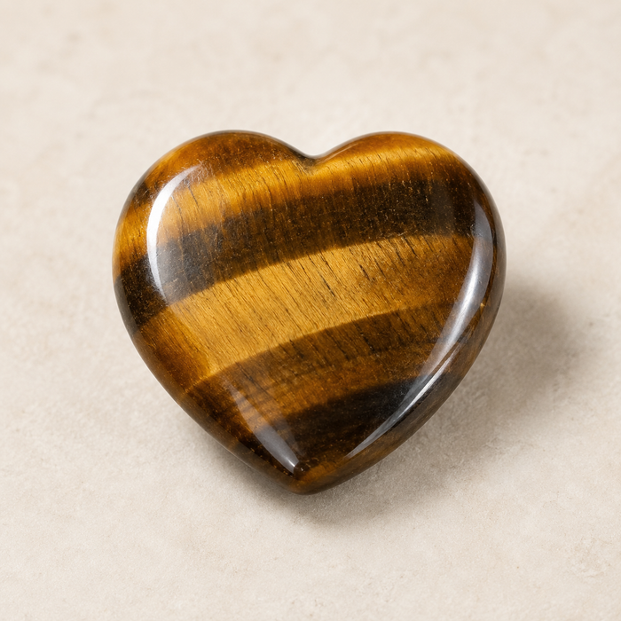 Tiger Eye Heart Crystal, Puffy Mini 1 Inch Pocket Crystal Heart