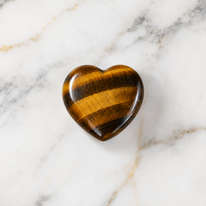 Tiger Eye Heart Crystal, Puffy Mini 1 Inch Pocket Crystal Heart