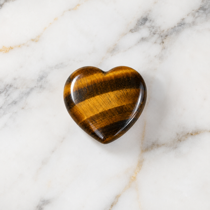 Tiger Eye Heart Crystal, Puffy Mini 1 Inch Pocket Crystal Heart