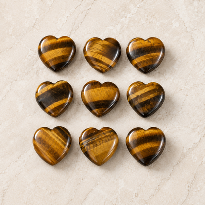 Tiger Eye Heart Crystal, Puffy Mini 1 Inch Pocket Crystal Heart