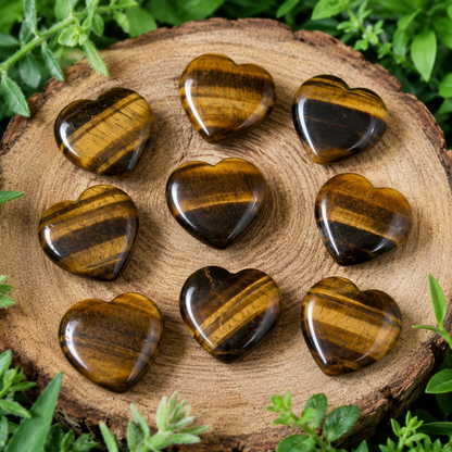 Tiger Eye Heart Crystal, Puffy Mini 1 Inch Pocket Crystal Heart