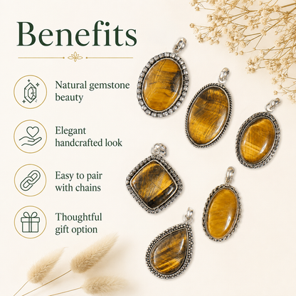 Tiger Eye Pendants – Natural Crystal Pendants Healing Gemstone Pendants