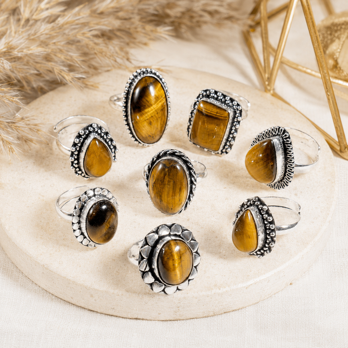 Tiger Eye rings – Gemstone rings Natural Crystal Healing Jewelry Collection
