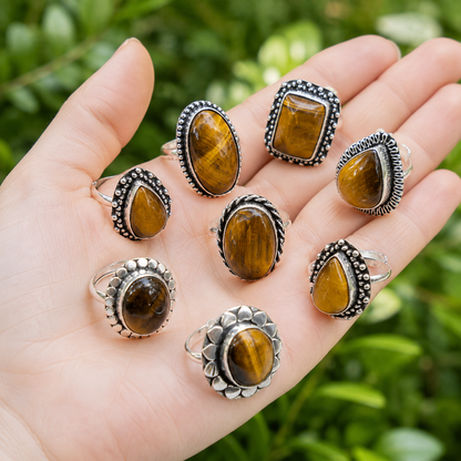 Tiger Eye rings – Gemstone rings Natural Crystal Healing Jewelry Collection