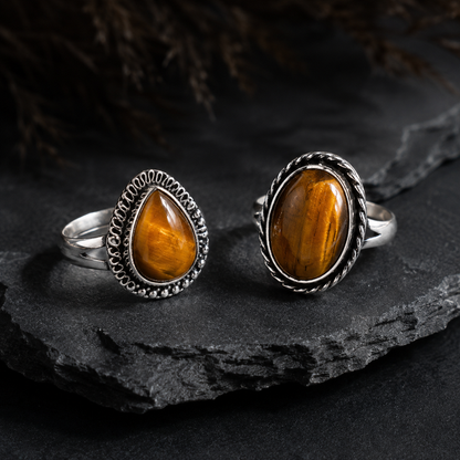 Tiger Eye rings – Gemstone rings Natural Crystal Healing Jewelry Collection