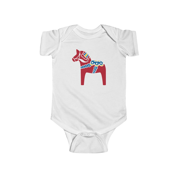 Traditional Dala Horse Baby Bodysuit Scandinavian Design Studio