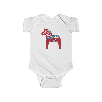 Traditional Dala Horse Baby Bodysuit Scandinavian Design Studio
