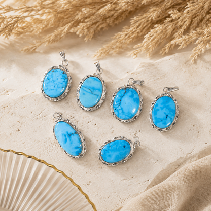Turquoise Howlite Pendants – Natural Crystal Pendants Healing Cabochon Pendants