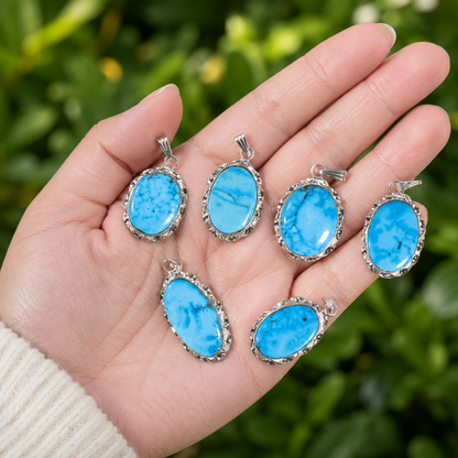 Turquoise Howlite Pendants – Natural Crystal Pendants Healing Cabochon Pendants