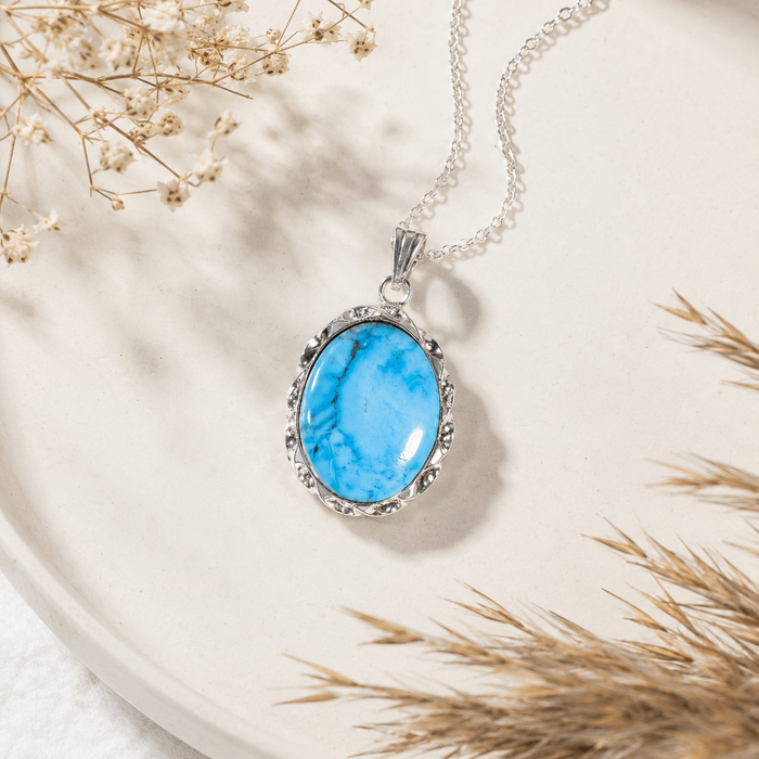 Turquoise Howlite Pendants – Natural Crystal Pendants Healing Cabochon Pendants