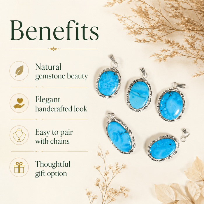 Turquoise Howlite Pendants – Natural Crystal Pendants Healing Cabochon Pendants