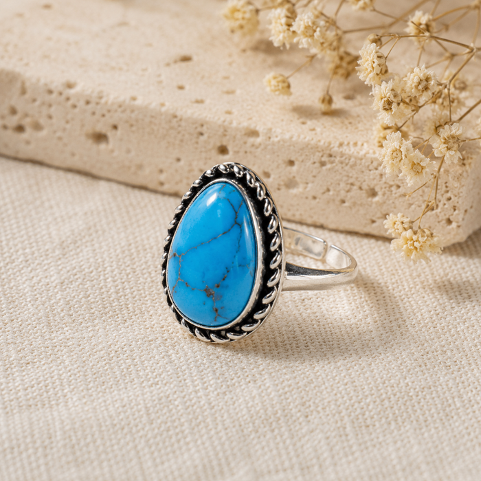 Turquoise Howlite rings – Gemstone rings Natural Crystal Healing Jewelry Collection