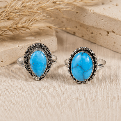 Turquoise Howlite rings – Gemstone rings Natural Crystal Healing Jewelry Collection