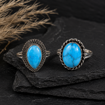 Turquoise Howlite rings – Gemstone rings Natural Crystal Healing Jewelry Collection