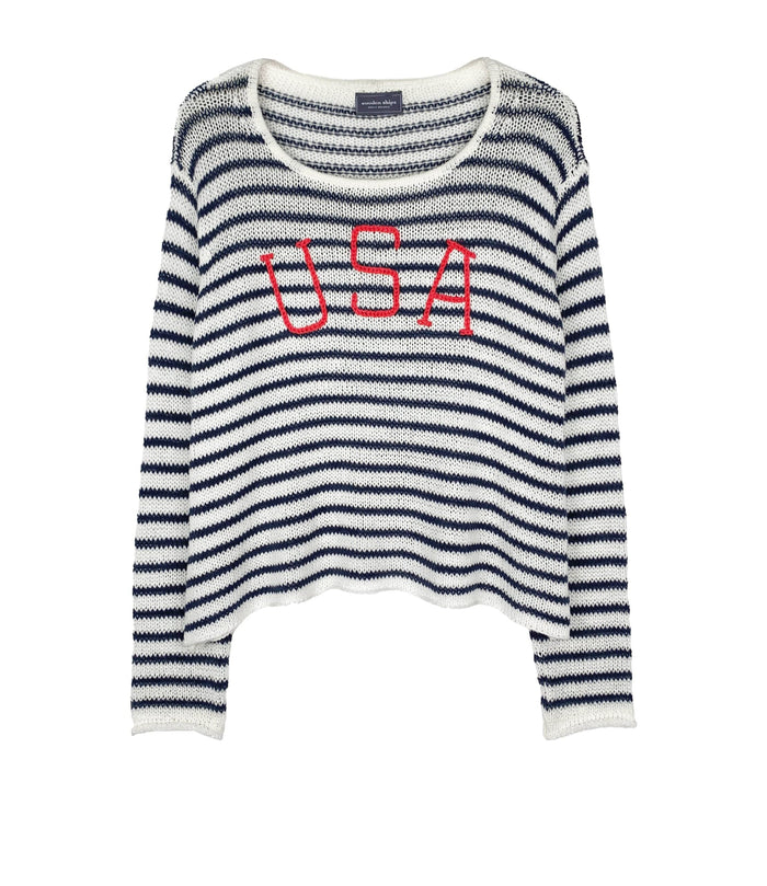 USA Stripe Crew-Sweaters-Uniquities