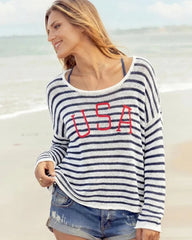USA Stripe Crew-Sweaters-Uniquities