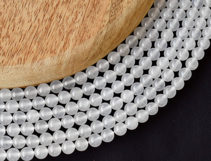 White Agate Beads, Natural Round Crystal Beads 8mm to 10mm