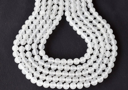 White Agate Beads, Natural Round Crystal Beads 8mm to 10mm