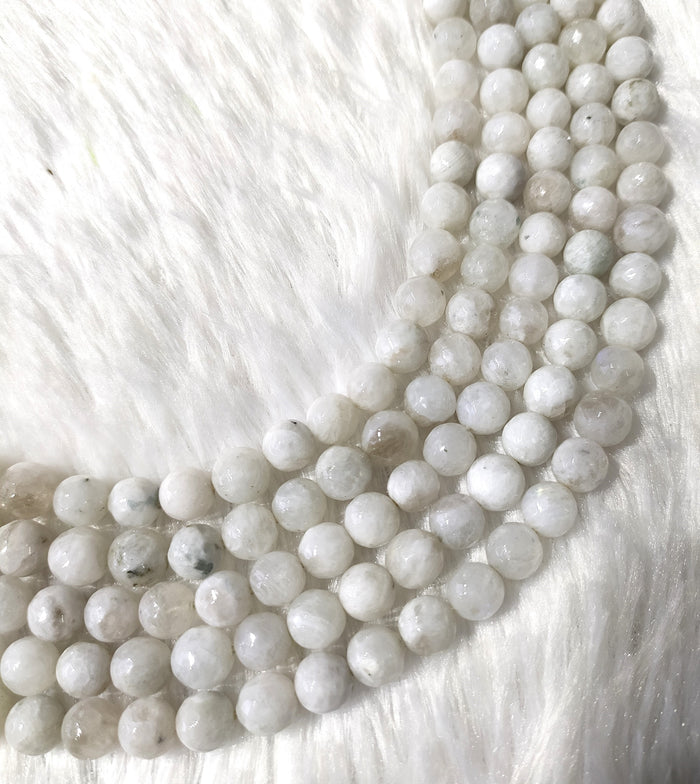 White Rainbow Moonstone Faceted Beads, Crystal Beads for Jewelry.