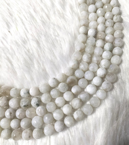 White Rainbow Moonstone Faceted Beads, Crystal Beads for Jewelry.