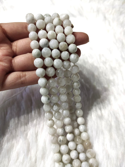 White Rainbow Moonstone Faceted Beads, Crystal Beads for Jewelry.