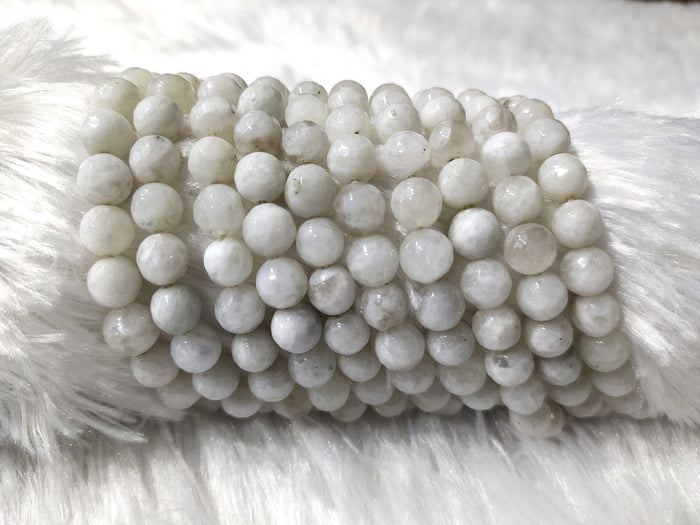White Rainbow Moonstone Faceted Beads, Crystal Beads for Jewelry.