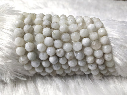 White Rainbow Moonstone Faceted Beads, Crystal Beads for Jewelry.