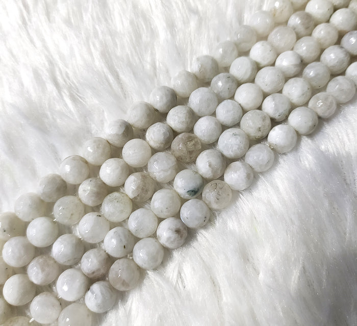 White Rainbow Moonstone Faceted Beads, Crystal Beads for Jewelry.