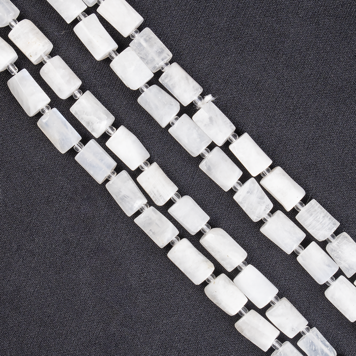 White Rainbow Moonstone Gemstone Pipe Bead, Crystal Healing Tube Beads.