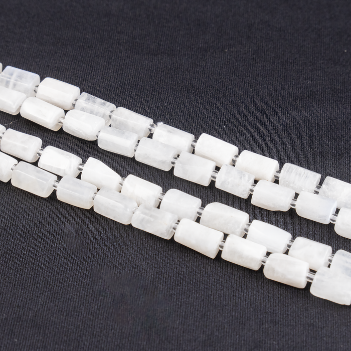 White Rainbow Moonstone Gemstone Pipe Bead, Crystal Healing Tube Beads.
