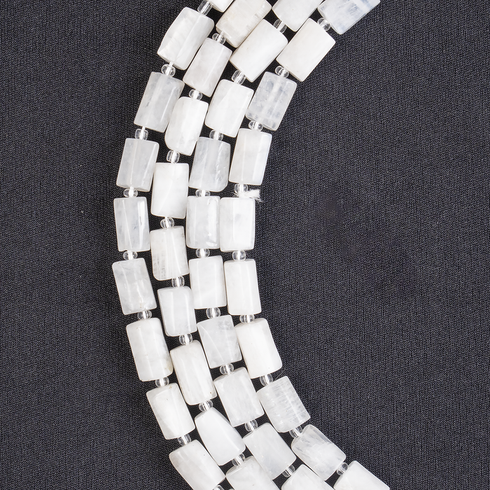 White Rainbow Moonstone Gemstone Pipe Bead, Crystal Healing Tube Beads.