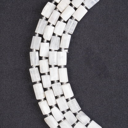 White Rainbow Moonstone Gemstone Pipe Bead, Crystal Healing Tube Beads.