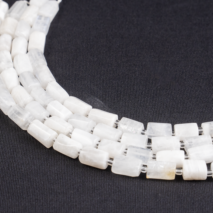 White Rainbow Moonstone Gemstone Pipe Bead, Crystal Healing Tube Beads.